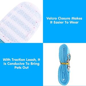 Small Pet Walking Harness Vest and Leash Set for Hamster Rabbit Ferret Guinea Pig Walking Training, Small Animal Chest Strap Set:Red Grid + Blue Stripes,2Pack,XS