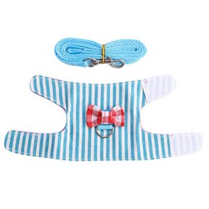 Small Pet Walking Harness Vest and Leash Set for Hamster Rabbit Ferret Guinea Pig Walking Training, Small Animal Chest Strap Set:Red Grid + Blue Stripes,2Pack,XS