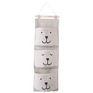 underleaf linen farbric over the door hanging storage bag with 3 semicircular pockets bag case elf adhesive hooks storage pouch hanging pocket