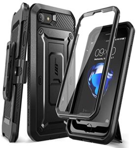 supcase unicorn beetle pro series case for iphone se (2022)/ iphone se (2020)/ iphone 7/ iphone 8, built-in screen protector full-body rugged holster & kickstand case (black)