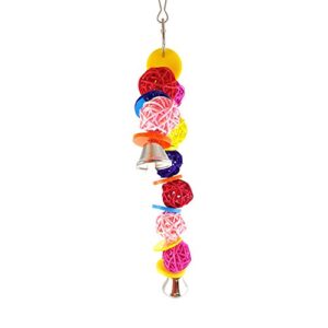 leisr00y parrot toy for cage cockatiel parakeet toys bird cage accessories bird stand multicolor rattan balls bell parrot bite play toy pet bird cage hanging decor random color