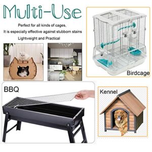 Bonaweite Bird Cage Cleaning Brush, Multi-Function Stainless Steel Triangle Birdcage Cleaner, Pet Supply Kennel Cage Accessory for Parrot Birds Dogs Cats …