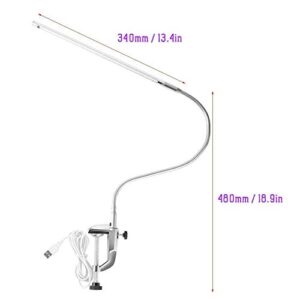 N/C Desk Lamp with Clamp, USB LED Adjustable Clip Nail Desk Light Eye Care GooseNeck 360° Swivel Clamp Light Tool for Manicure Reading Eyebrow Trimming Office Tattoo