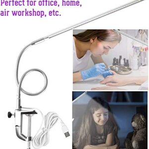 N/C Desk Lamp with Clamp, USB LED Adjustable Clip Nail Desk Light Eye Care GooseNeck 360° Swivel Clamp Light Tool for Manicure Reading Eyebrow Trimming Office Tattoo