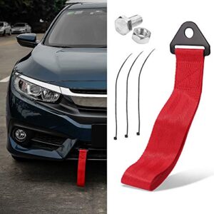 thenice tow strap racing red high strength jdm style towing straps universal bumper decals - red