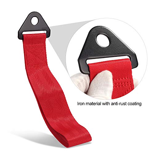 Thenice Tow Strap Racing Red High Strength JDM Style Towing Straps Universal Bumper Decals - Red