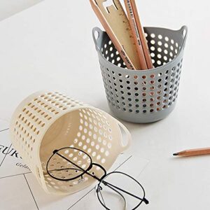 Funic Decorative Storage Tote Basket, Good for Closet Organization & De-Clutter, Accessories, Toys, Cleaning Products & More, Small, Blush（White