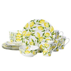 mikasa lemons 16-piece dinnerware set, service for 4, multicolor