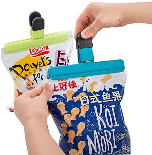 Large Chip Bag Clips Food Clips Plastic Heavy Duty Air Tight Seal Grip, Strong Grip Kitchen Food Bag Clips, Good Sealing Bag Clips for Coffee Bags, Potato Chip Bag, Cereal Bags, Candy Bag (12, Size 2)