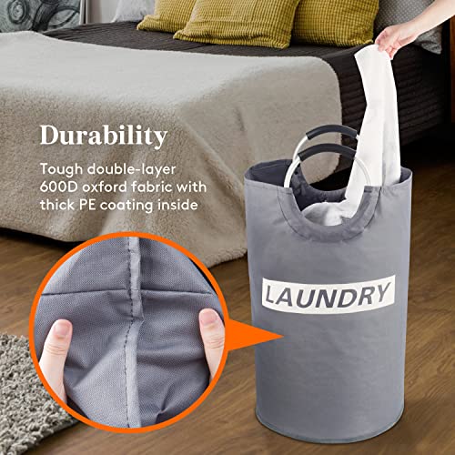 Lifewit 82L Large Laundry Basket Collapsible Clothes Hamper Durable Oxford Fabric Portable Folding Laundry Bin for Bedroom, Laundry Room, Closet, Bathroom, College, Grey