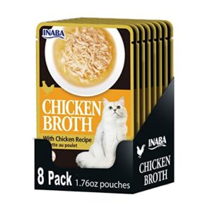 INABA Chicken Broth Side Dish for Cats with Vitamin E, Eight 1.76 Ounce Pouches, Chicken Recipe