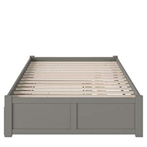 AFI Concord Queen Platform Bed with Footboard and Twin Extra Long Trundle in Grey