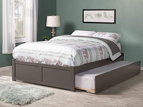 AFI Concord Queen Platform Bed with Footboard and Twin Extra Long Trundle in Grey