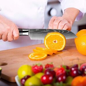 KEPEAK Santoku Knife 5 Inch, Kitchen Chopping Knives for Vegetable Fruit Cutting Slicing, High Carbon Steel, Pakkawood Handle