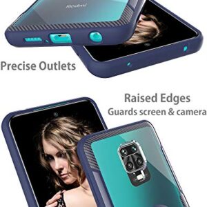 QSEEL for Xiaomi (Redmi Note 9S /Redmi Note 9 Pro/Redmi Note 9 Pro Max) Clear Ring Armor Case, Shockproof Cover Defender Combined with Soft TPU Rim, Crystal Acrylic Panel and Built-in Holder (Blue)