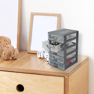 5-Tier Tall Drawer Organizer (Grey), By Home Basics | Bedroom, Office, and Bathroom Drawer Organizer With Easy Grab Handles | Stackable and Compact