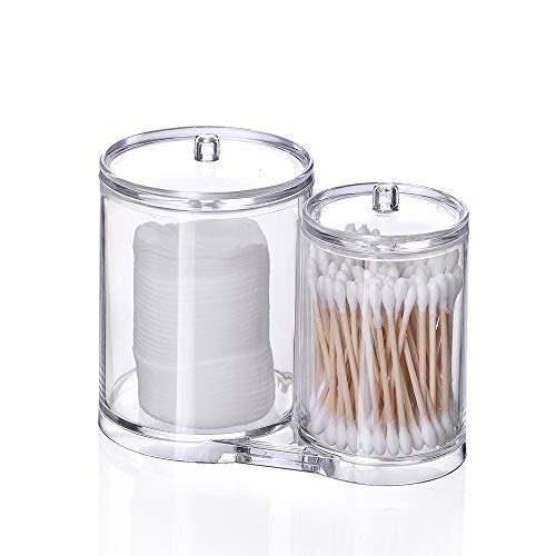 Erliban Cotton Swab Box Holders, 2 in 1 Qtip Holders and Acrylic Cotton Container for Cotton Ball,Cotton Swab,Q-Tips,Cotton Rounds Storage