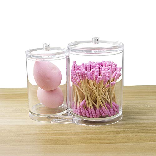 Erliban Cotton Swab Box Holders, 2 in 1 Qtip Holders and Acrylic Cotton Container for Cotton Ball,Cotton Swab,Q-Tips,Cotton Rounds Storage