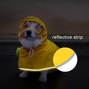 Dog Raincoat with Hood for Medium Dog,Luccalily Waterproof Dog Rain Jacket with Reflective Strip Adjustable Belly Strap Lightweight Poncho with Storage Bag (Medium, Yellow)