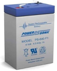 power sonic ps-640 6v 4.5ah replacement for lithonia lighting elb 06042 emergency replacement battery, 6 volts, 250 watts, black
