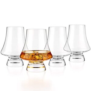 luxbe - bourbon whisky crystal glass snifter, set of 4 - narrow rim tasting glasses - handcrafted - good for cognac brandy scotch - 9-ounce/260ml