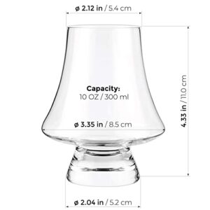 LUXBE - Bourbon Whisky Crystal Glass Snifter, Set of 4 - Narrow Rim Tasting Glasses - Handcrafted - Good for Cognac Brandy Scotch - 9-ounce/260ml