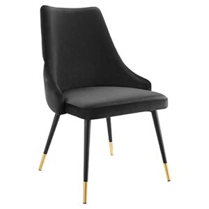 modway adorn tufted performance velvet dining side chair, black 25d x 22w x 34h inch