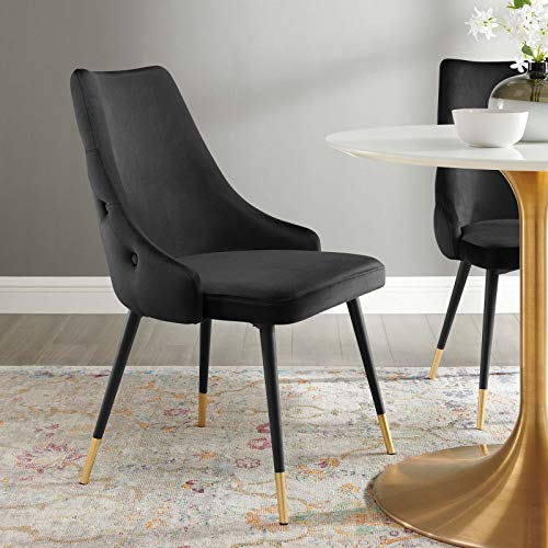 Modway Adorn Tufted Performance Velvet Dining Side Chair, Black 25D x 22W x 34H Inch