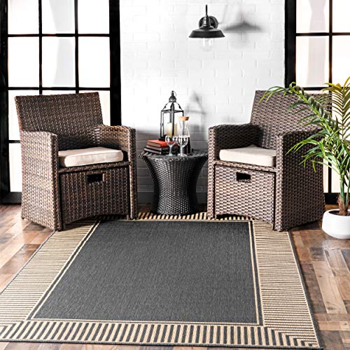 nuLOOM Asha Simple Border Indoor/Outdoor Area Rug, 6' 7" x 9', Dark Grey