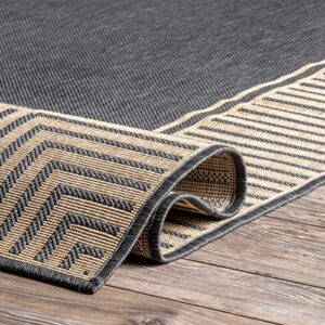 nuLOOM Asha Simple Border Indoor/Outdoor Area Rug, 6' 7" x 9', Dark Grey