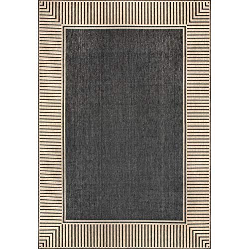 nuLOOM Asha Simple Border Indoor/Outdoor Area Rug, 6' 7" x 9', Dark Grey