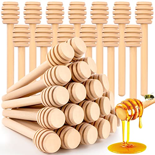 20Pcs Honey Dipper Sticks - Wooden Honey Dipper, 3 Inch Mini Honeycomb Stick, Honey Stirrer Stick for Honey Jar Dispense Drizzle Honey and Wedding Party Gift