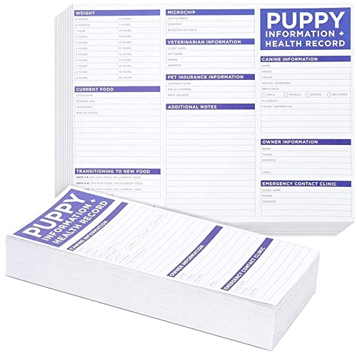 Okuna Outpost 60 Pack Puppy Vaccination Record Cards, Dog Vaccine and Canine Health Record Booklets, Tri-Fold (8.5 x 11 in)