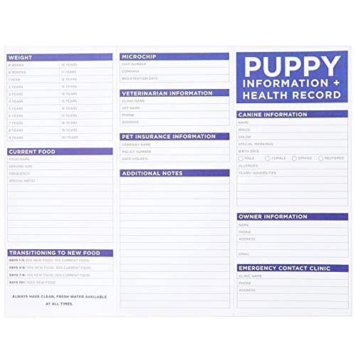 Okuna Outpost 60 Pack Puppy Vaccination Record Cards, Dog Vaccine and Canine Health Record Booklets, Tri-Fold (8.5 x 11 in)