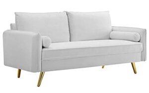 modway revive performance velvet sofa, white , 32.5 x 72 x 33.5