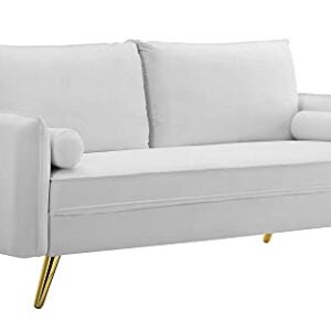 Modway Revive Performance Velvet Sofa, White , 32.5 x 72 x 33.5