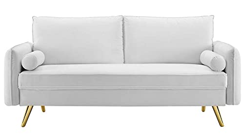 Modway Revive Performance Velvet Sofa, White , 32.5 x 72 x 33.5