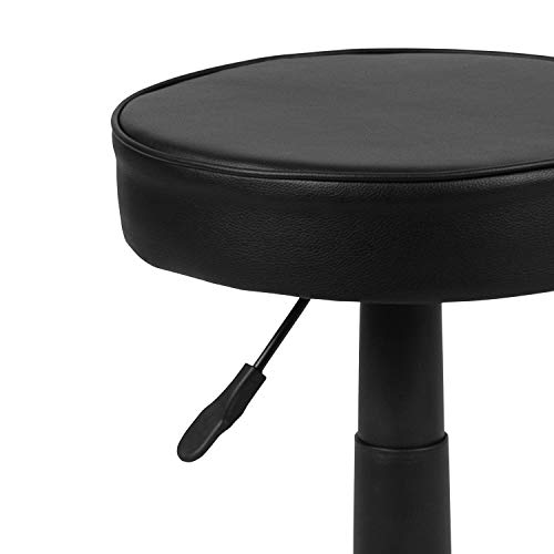 Flash Furniture Baker Black Adjustable Doctors Stool on Wheels with Ergonomic Molded Seat