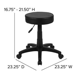 Flash Furniture Baker Black Adjustable Doctors Stool on Wheels with Ergonomic Molded Seat