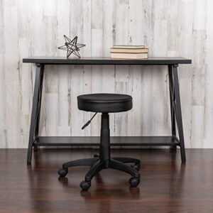 Flash Furniture Baker Black Adjustable Doctors Stool on Wheels with Ergonomic Molded Seat