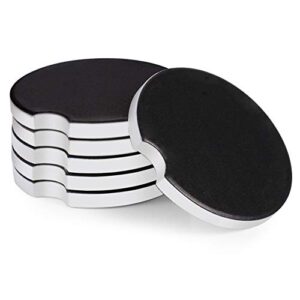 black ceramic car coasters, absorbent car coasters, drink cup holder coasters with a finger notch for easy removal, 6 pack