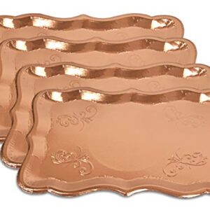 10 Rose Gold Rectangle Trays for Elegant Dessert Table Serving Parties 9" x 13" Heavy Duty Disposable Paper Cardboard for Platters, Cupcake Display, Birthday Party, Dessert, Weddings & More Food Safe