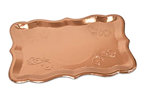 10 Rose Gold Rectangle Trays for Elegant Dessert Table Serving Parties 9" x 13" Heavy Duty Disposable Paper Cardboard for Platters, Cupcake Display, Birthday Party, Dessert, Weddings & More Food Safe