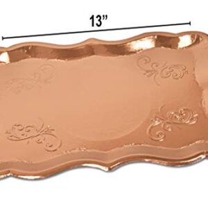 10 Rose Gold Rectangle Trays for Elegant Dessert Table Serving Parties 9" x 13" Heavy Duty Disposable Paper Cardboard for Platters, Cupcake Display, Birthday Party, Dessert, Weddings & More Food Safe