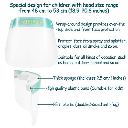 10 Pack Kids Face Shield, Anti-Fog Safety Child Face Shield Mask with Elastic Band & Foam, Children Face Shields for Kids Ages 3-12