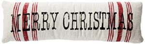 mud pie merry christmas long pillow, white, 11" x 35"