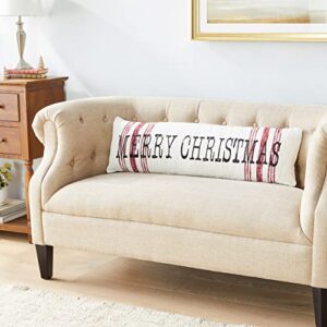 Mud Pie Merry Christmas Long Pillow, White, 11" x 35"