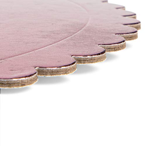 Rose Gold Foil Cake Boards, Scalloped Dessert Base (12 Inches, 12 Pack)