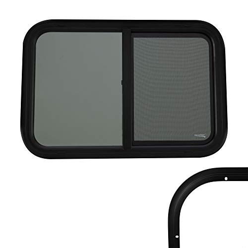 RecPro RV Window | 42" W x 22" H | Teardrop Horizontal Slide | RV Window Replacement | Optional 1 1/2" Trim (1 Window, Yes Trim) | Made in USA