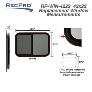 RecPro RV Window | 42" W x 22" H | Teardrop Horizontal Slide | RV Window Replacement | Optional 1 1/2" Trim (1 Window, Yes Trim) | Made in USA